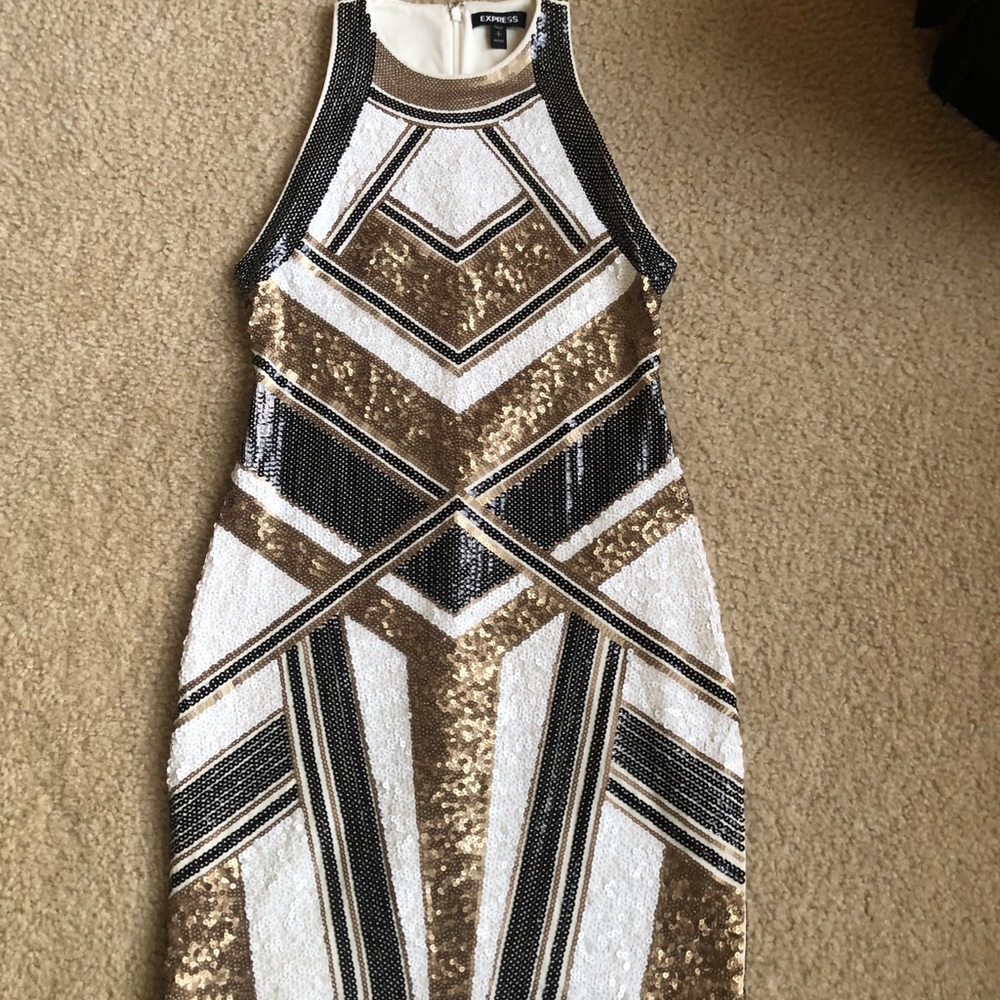 Express petite sleeveless sequin bodycon dress